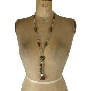 Silver/Beaded Long Boho Necklace